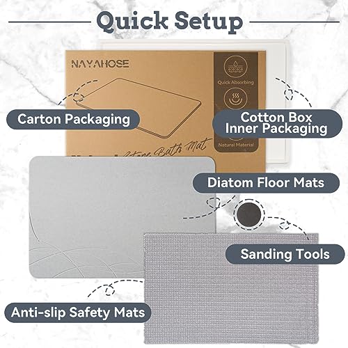 NAYAHOSE Stone Bath Mat, Diatomaceous Earth Shower Mat, Non-Slip Super Absorbent Quick Drying Bathroom Floor Mat - Image 3