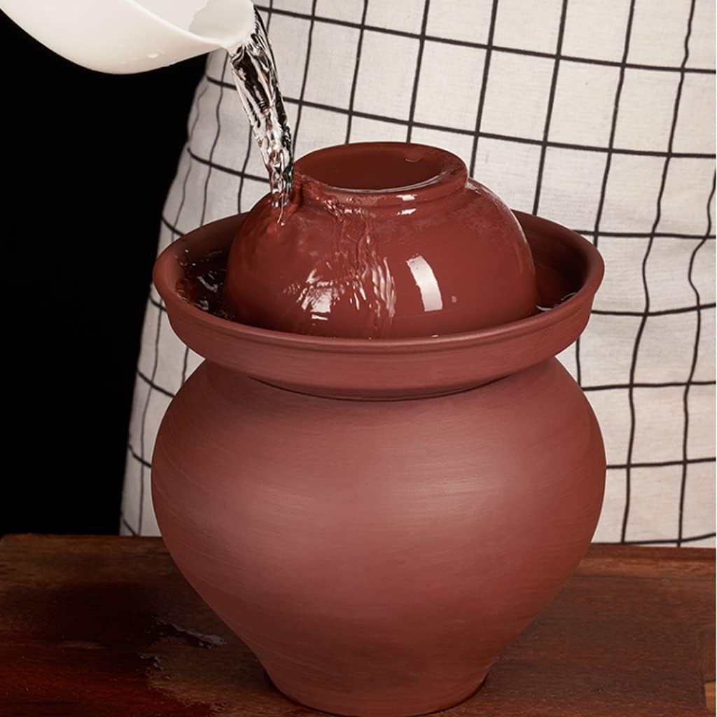 Traditional Chinese Porcelain Pickle Jar, Natural Purple Ceramic Fermentation Crock Pickling Pot,Fermenting Jar with Water Seal Airlock Lid Stoneware Fermenter 4KG