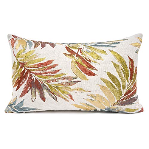 Your Smile Chenille Embroidery Cotton Linen Throw Lumbar Pillow Case Cushion Cover Home Office Decorative Rectangle 12 X 20 Inches (Red Leaves) #TOP17