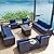Kullavik 13 Pieces Outdoor Patio Furniture Set with 43" 55000BTU Gas Propane Fire Pit Table PE Wicker Rattan Sectional Sofa Patio Conversation Sets,Navy Blue