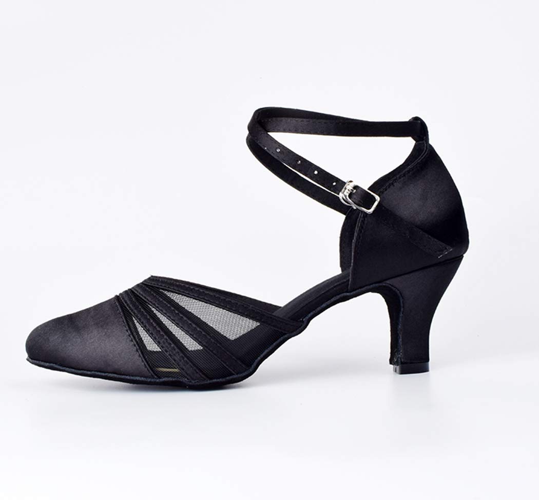 MGM-Joymod Women's Comfortable Mush Closed Toe Pumps Salsa Ballroom Rumba Samba Latin Dance Shoes/Black 6cm 6.5 M US