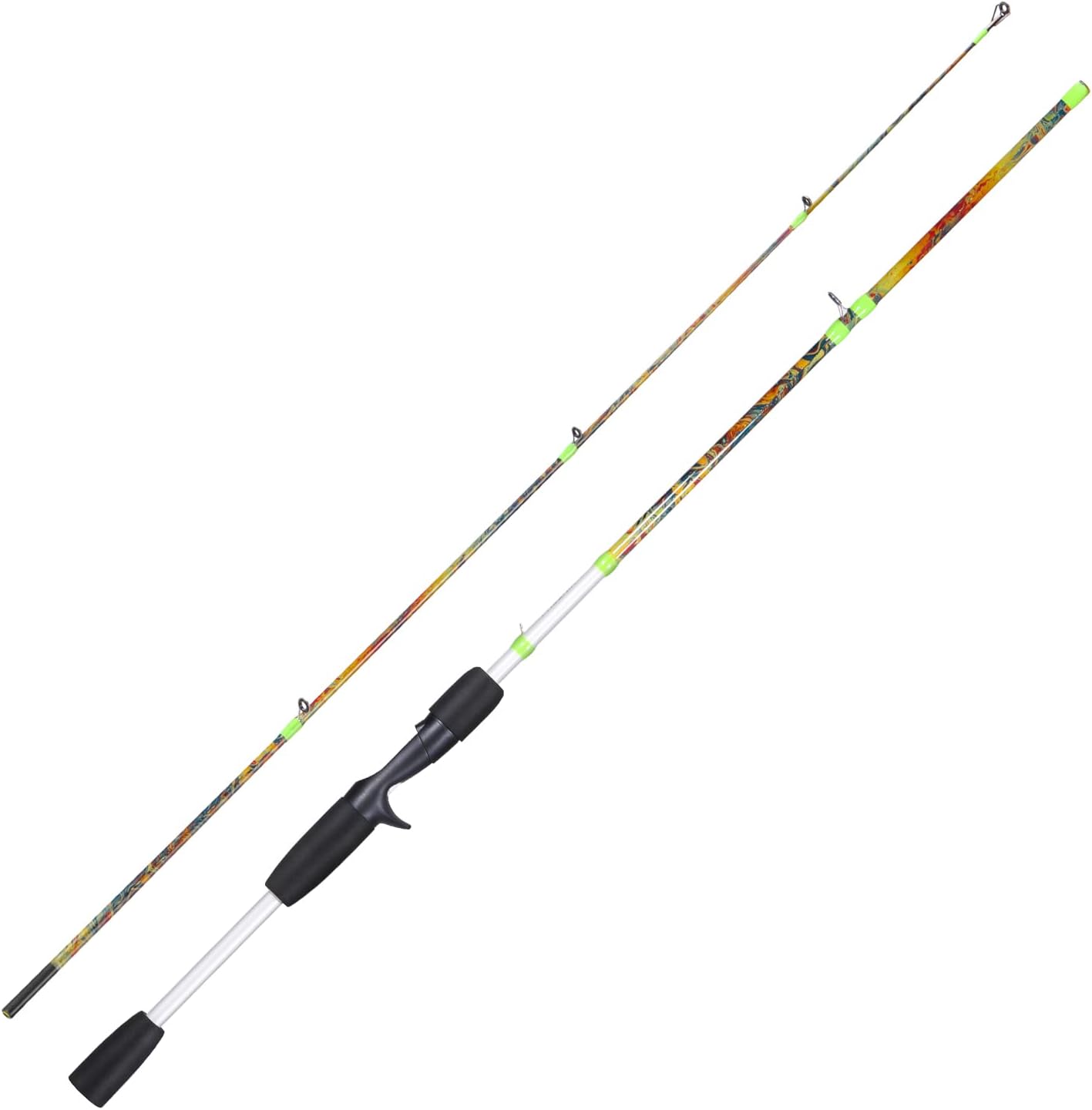 Sougayilang Fishing Rod, 2-Piece 5-Foot 6-Inch Graphite & Fiberglass Rod, Durable and Strong-Casting-168cm-Black