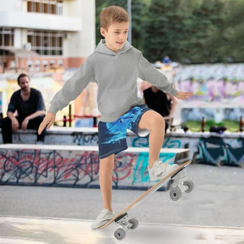 DOMIKING Moon Ocean Wave Blue Kids Shorts Pull-on Boys Shorts with Elastic Waist Casual Athletic Pants for Summer Playwear4