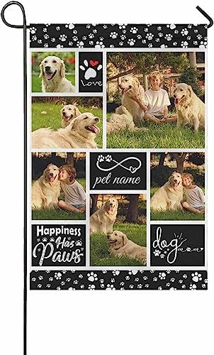 Custom Pet Memorial Flag, Personalized Garden Flags with Photo Picture Text Logo,Customizable Gifts for Pet Dog Cat Yard Flags Home Decorations 12×18 inch