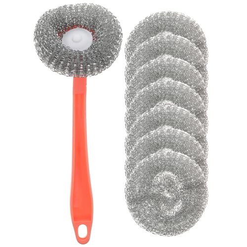 UTHCLO 1 Set Stainless Steel Pot Brush Metal Scrubber for Dishes Kitchen Scrubbers Handle