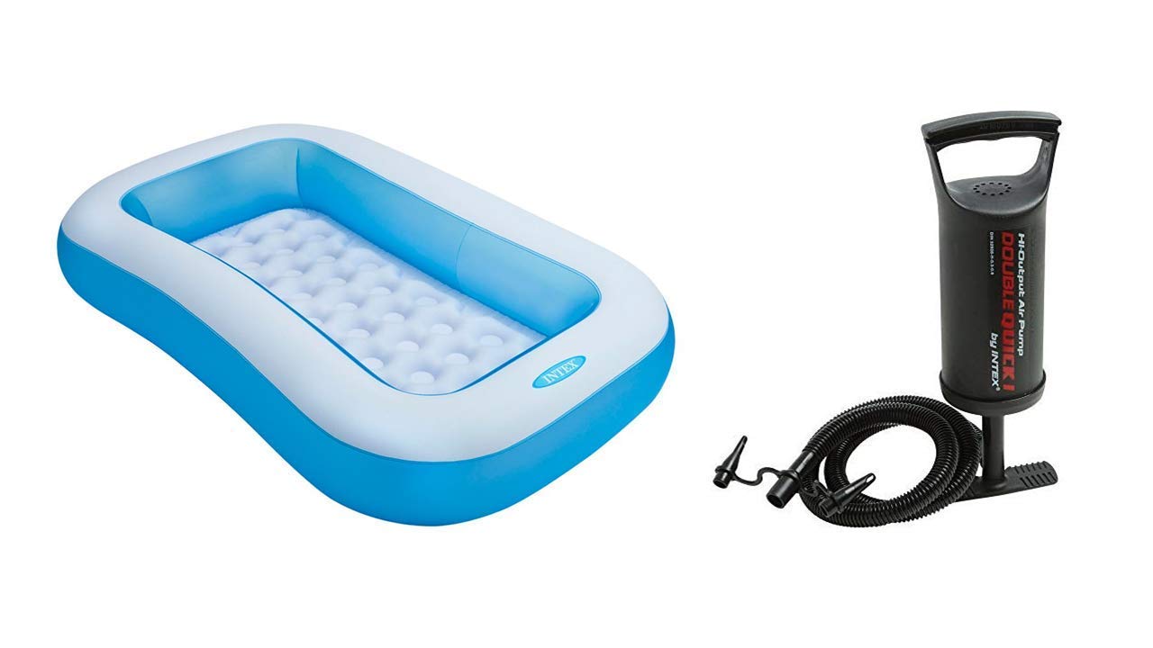 Inflatable Rectangular Pool, with Hand Air Pump, (Multicolour)-image-12
