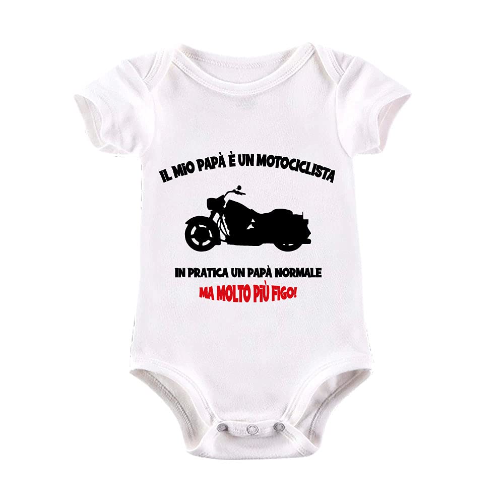 La Ruotante Body neonato in 100% cotone manica corta moto motocross motociclista biker papà regalo nascita tutina