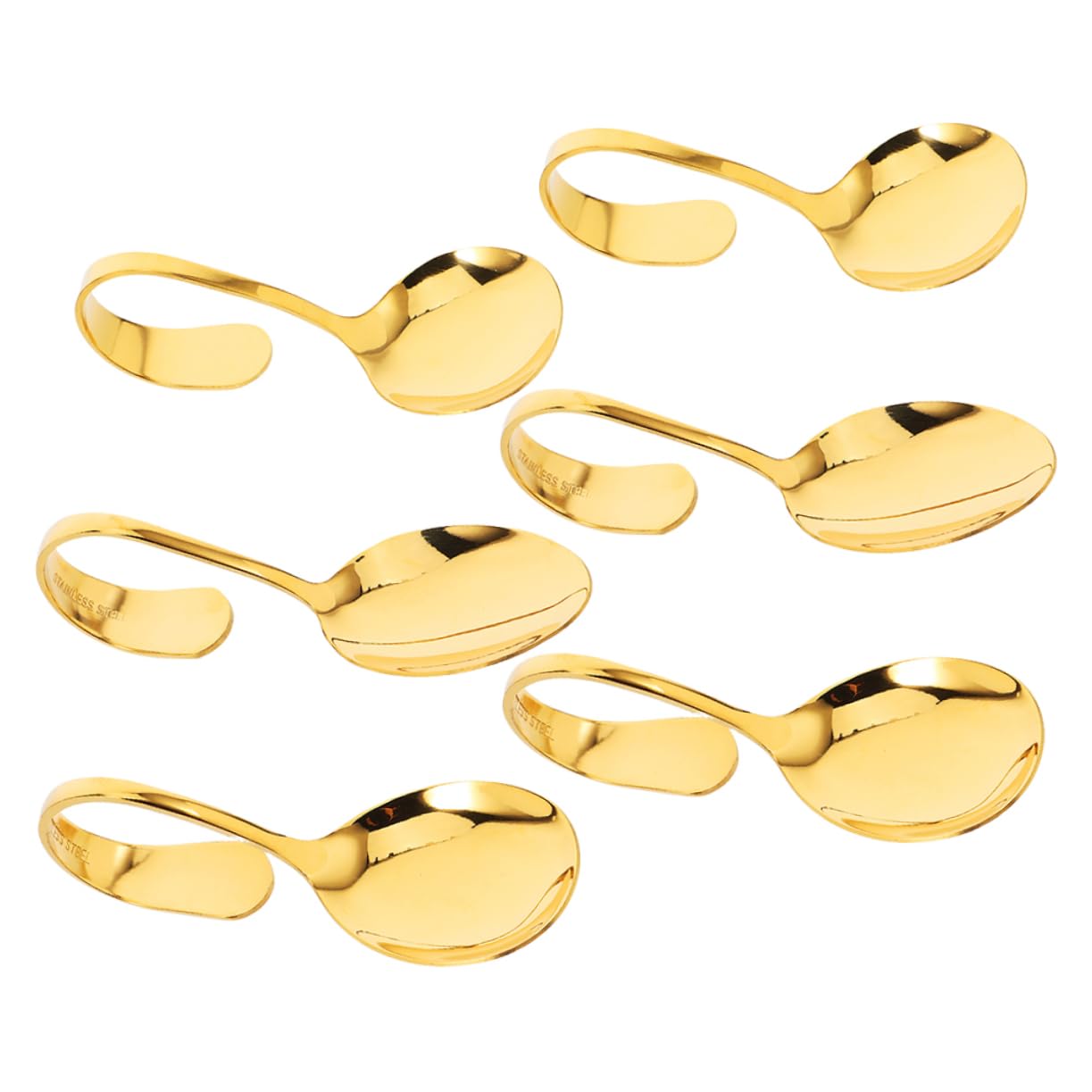 TIDTALEO Set of 6 Bent Spoons Curved Handle Buffet Spoons Reusable Stainless Steel Serving Utensils