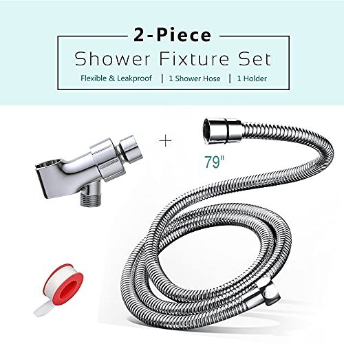 Manguera de ducha de mano flexible larga de acero inoxidable y soporte de pared regulable 3