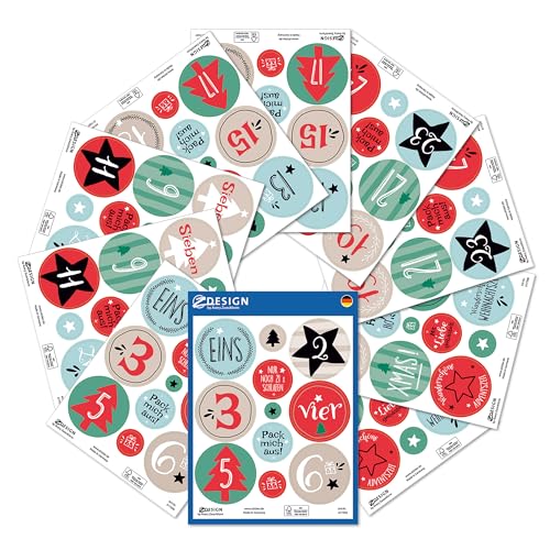 AVERY Zweckform Sticker Adventskalender Zahlen (Made in Germany,...