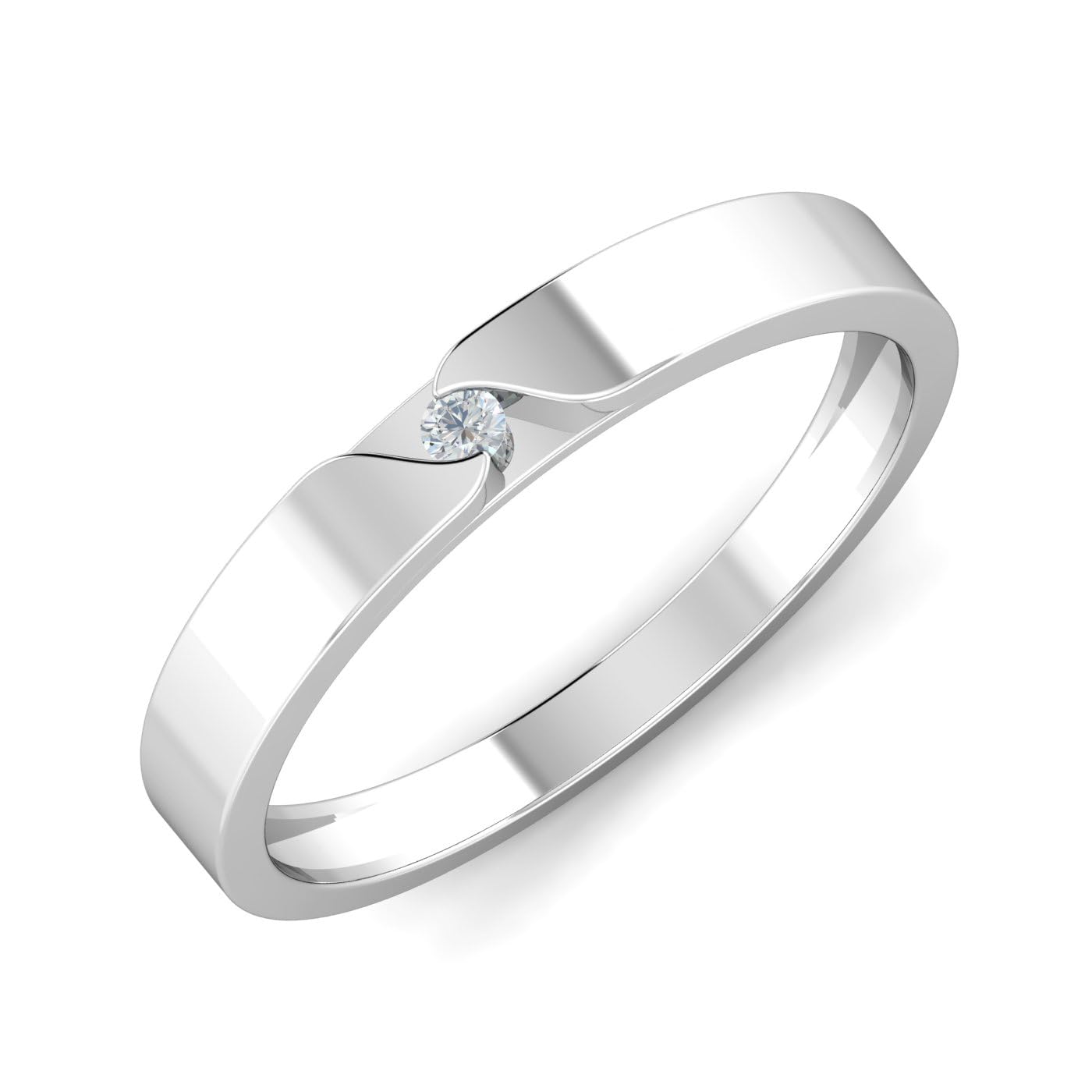 KuberBox 18KT White Gold Adem Couple Band for Women
