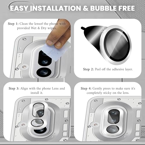 Image of FIRST MART Silver Camera Ring Guard Protector for Nothing Phone 4A | Tempered Glass with Metal Alloy Rings, HD Clear, Scratch Resistant, Case-Friendly | Pack of 1