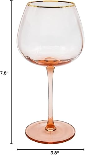 Miniatura 10 de Copas de vino tinto de 15.55 onzas, copa de vino con tallo de borde dorado, flauta de vino Prosecco, cristalería para beber fiesta elegante, calidad