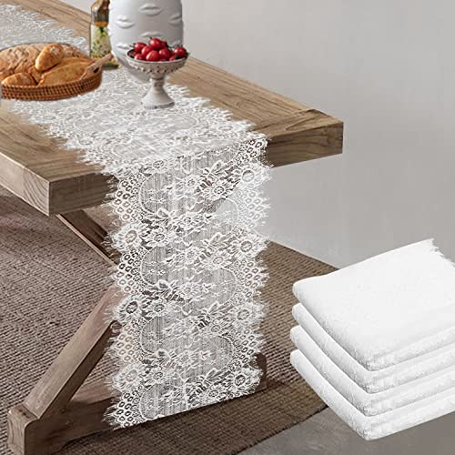 Pardecor Lace Table Runner 120inch 5pack White Table Runner for