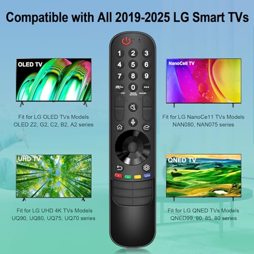 Image of Magic Remote for LG Smart TV Remote Control,for LG TV Remotes AN-MR24GA /23GA /22GA /21GA with Pointer and Voice Function,Replacement for 2019-2024 UHD QNED NanoCell MiniLED OLED C4 C3 C2 C1 G4 Smart TVs