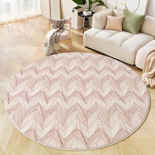 Tapis rond au design moderne de marbre avec envers antidérapant - 4