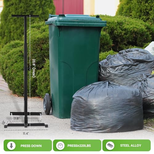 NEWTRY Manuelle Müllpresse, Müllverdichter für 120L-240L Mülltonne, Komprimiert Haushalts-, Küchen- und Gartenabfälle, Schwarz