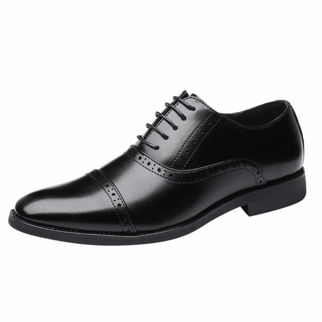 HINDOLA Mens Business Shoes Classic Black Patent Fashion Wedding Suit Shoes Leather Breathable Oxford Leather Lace Up Business