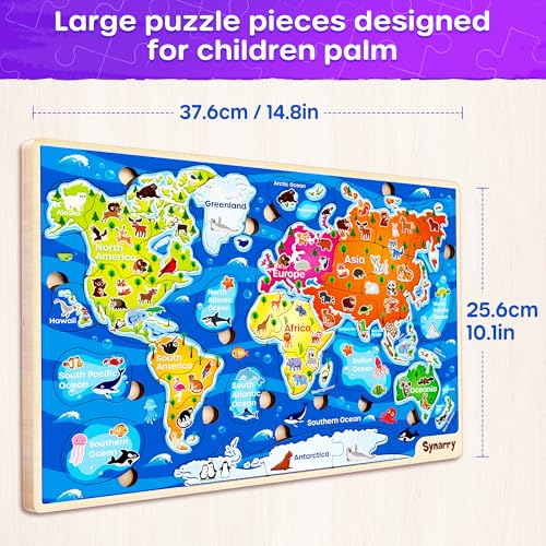 Rompecabezas de madera educativos para niños de 3 a 8 años: Mapa de EE.UU. y mapa mundial, 75 piezas, juguetes didácticos para aprender geografía miniatura 6