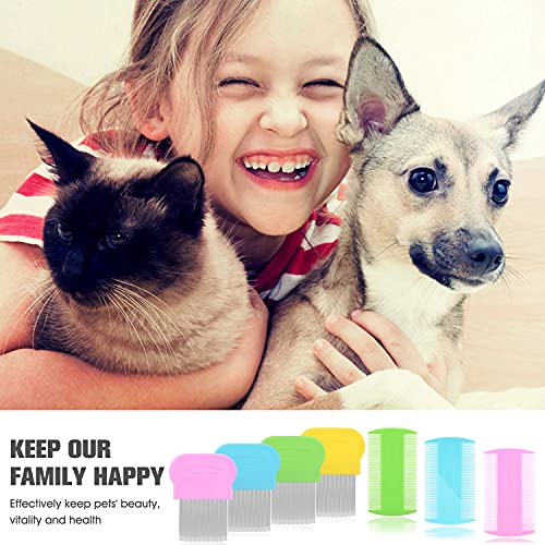 Lice Comb Flea Comb For Cats Dog Comb Pet Comb Set Metal Fine Tooth Comb Remove Tear Marks Float Hair Dandruff (A) - Image 6