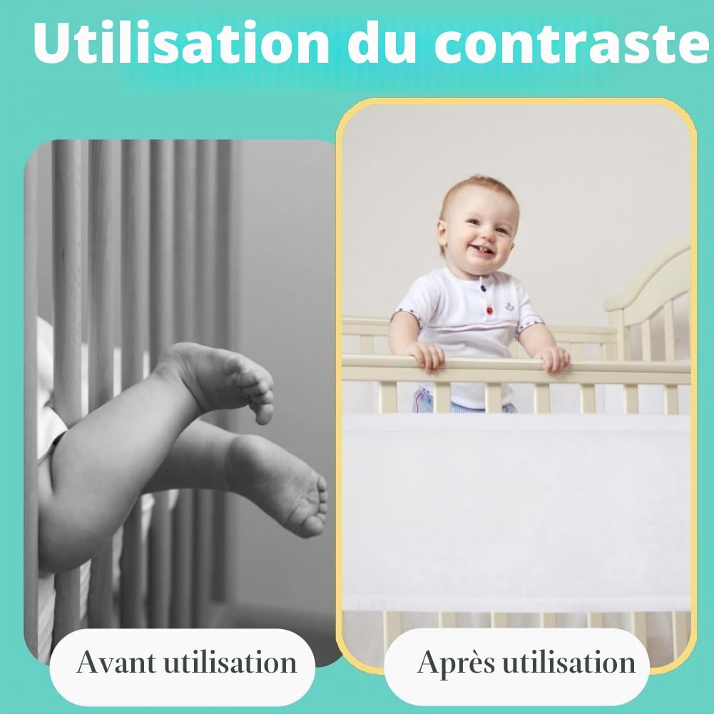 Tours de Lit Bébé Cabane,Contour de Lit Bébé Respirant,Doublure en Maille 4 Côtés,Tours de Lit en Maille Respirant,Lit de Bébé Respirants Anti Collision,4 Côtés Tissu en Mailles Respirantes