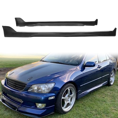 Side Skirts, Compatible with 2001-2005 Lexus IS300, PU Unpainted Black TRD Style Rocker Panel Side Splitter Bottom Line
