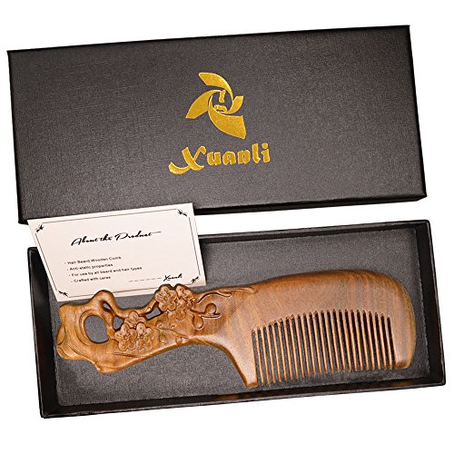 Xuanli Wood Combs Natural Green Sandalwood Combs Handmade Combs For Hair No Static M002
