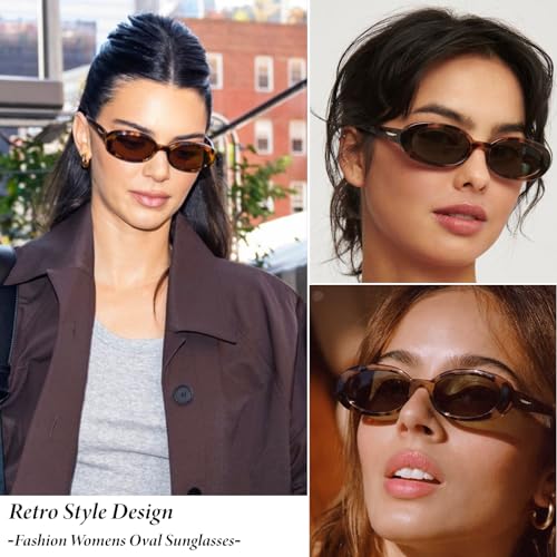 Retro Oval Sunglasses for Women 90s Vintage Womens Tiny Small Oval Glasses Fashion Black Cat Eye Shades3
