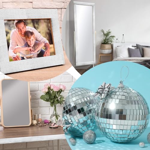 NVIYAM 6400 Stück Selbstklebende Mini Spiegel, Mini Mosaik Spiegelfliesen, 5x5mm Mosaikfliesen Quadratische, Mosaik Spiegelfliesen Aufkleber Glas für Bad Küche Wohnzimmer Dekoration