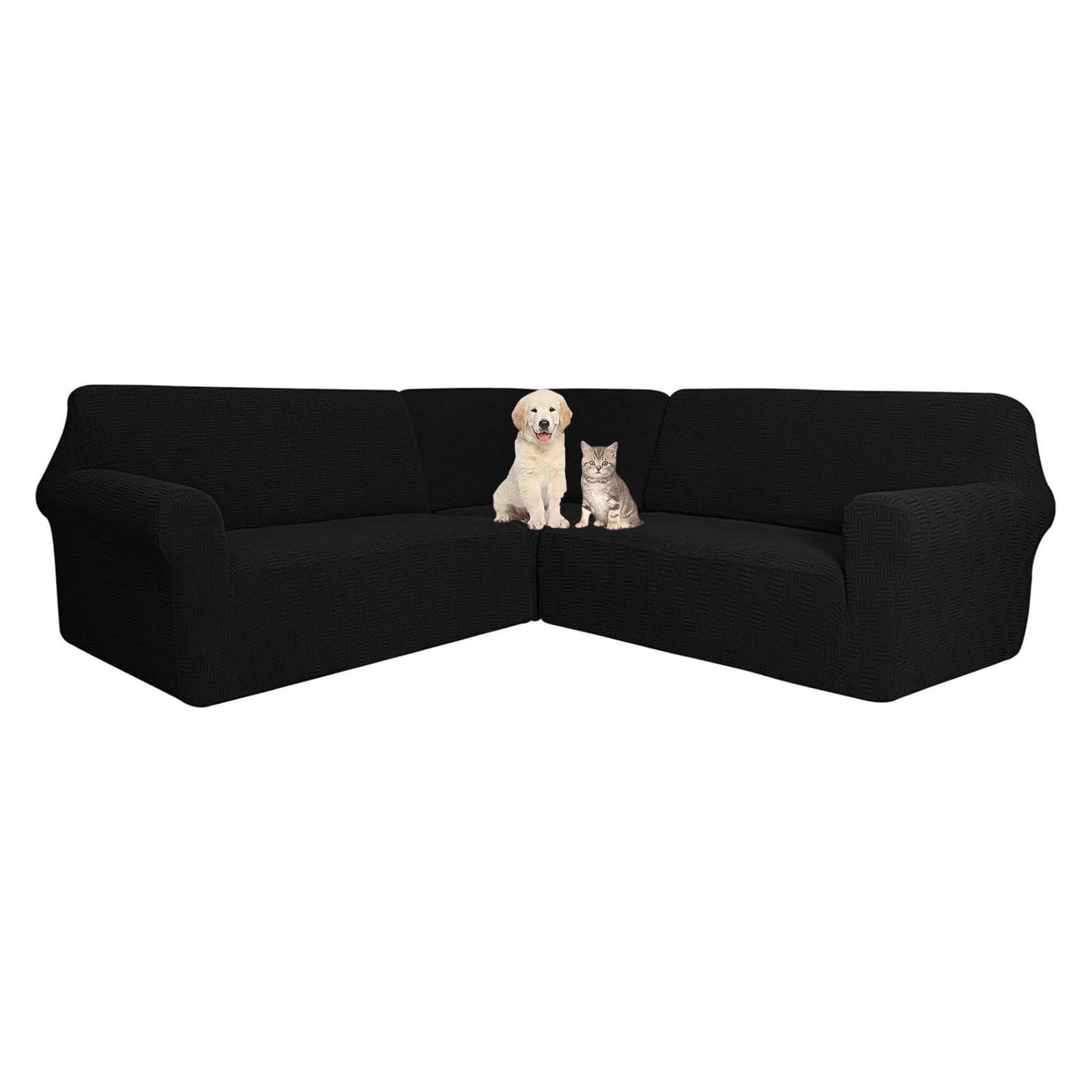 Fundas for sofá seccional en forma L para proteger salones familiares con mascotas