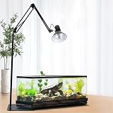 Terrarium Reptilien Wärmelampenständer mit Lampenschirm, Reptilien Lampenständer Verstellbarer 40-180 CM, Schwenkarm Wärmelampe Halterung Bodenlichtständer mit E27 Keramikfassung (Ohne Glühbirnen)