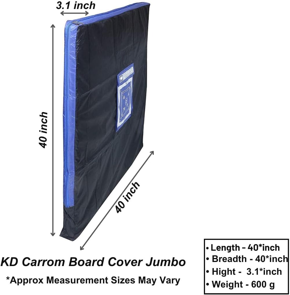 KNK Carrom Board Cover – Champion Bulldog Jumbo Quality Full Cover with Pocket for Accessories