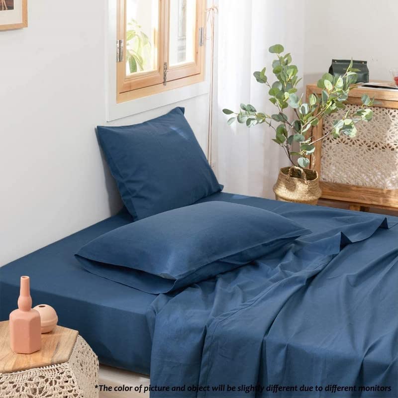 Image of Cultiver Bedsheet for Single Bed, Solid Colour Single Size with 1 Pillow Cover, Small Single Plain Colour Bedsheet Ultra Soft Brushed Micro Fabric Shrinkage & Fade Resistant (60x90 Inches, Blue Color)