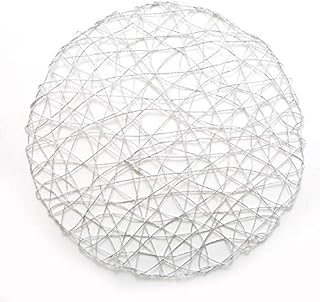 TigerChef 15" Round Woven Metallic Foil Shining Placemats, Charger Plates (Silver, 24)