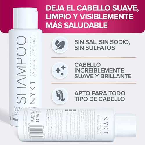 NYK1 Champu Sin Sulfatos Ni Parabenos (500ml) Shampoo Sin Sulfato Para Extensiones, Coloración Y Tratamientos De Queratina - Limpieza Suave Y Cuidado Posterior Orgánico Para Todo Tipo De Cabello - imagen 7