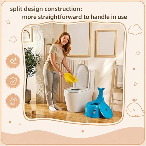 potty training toilet Baby Potty Training Toilet Seat for Toddlers,Whale Potty Chair with Lid, Back Support & Splash Guard, Non-Slip Kids Toilet Trainer for Boys Girls Ages 1-3(Blue) - Image 4