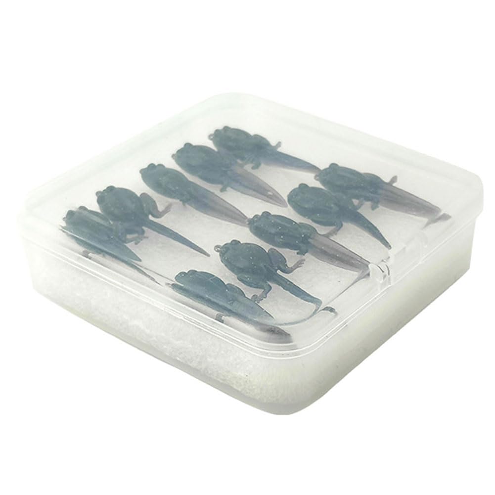 Soft Tadpole Shaped Frog Lures – 1.42" Lifelike Swimbaits for Bass Fishing, 10 Pack Soft Plastic Lures for Freshwater/Saltwater, Bass, Trout & Catfish