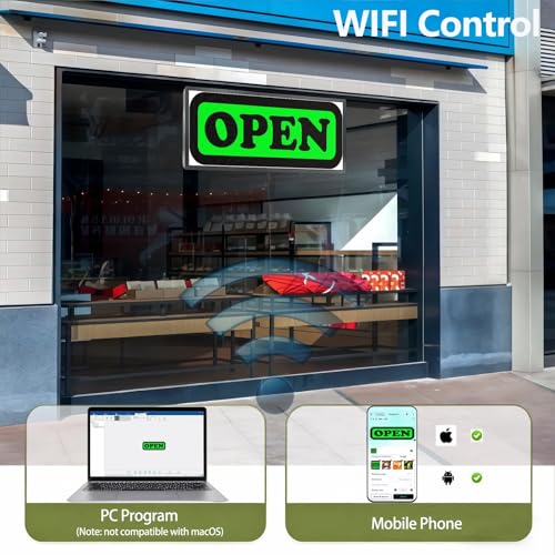Image of P3 Programmable LED Sign 40 inchx17 inch Full Color Outdoor Digital Message Board WiFi Control, IP65 Waterproof, 5000cd Brightness, Scrolling Text /Image /Video Display for Business Store Restaurant Advertising