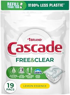 Free & Clear Dishwasher Pods, Dishwasher Detergent, Dish Detergent Soap, Lemon Essence, 19 Count