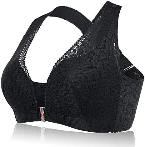 Uscharm Wireless Posture Correcting Lift Up Bra, Back Support Posture Corrector Wireless Bra Adjustable Front Closure(Black,85B)