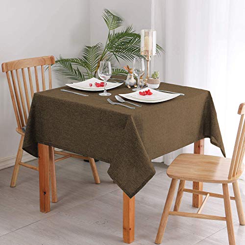 Khooti Washable Poly Jute Table Cloth/Cover Pack of 1 Heat Resistant Table Cloth/Cover for Kitchen Table/Dining Table Wedding Party, 40 x 40 Inches / 101.5 x 101.5 cm (Brown)