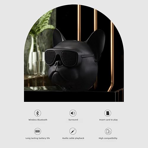 Miniatura 4 de YONGYUN Altavoz Bulldog de moda, mini altavoz Bluetooth, altavoz Bluetooth portátil inalámbrico, apto para teléfonos móviles, computadoras,
