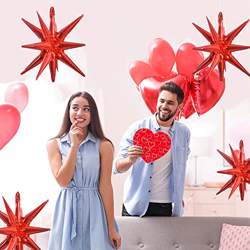 Image of TONIFUL 4 Pcs Explosion Star Balloons Red Foil Balloon Party Decorations | Large Mylar Star Balloon for Christmas Party Decor New Year Halloween Birthday Wedding Baby Shower Photo Booth Supplies