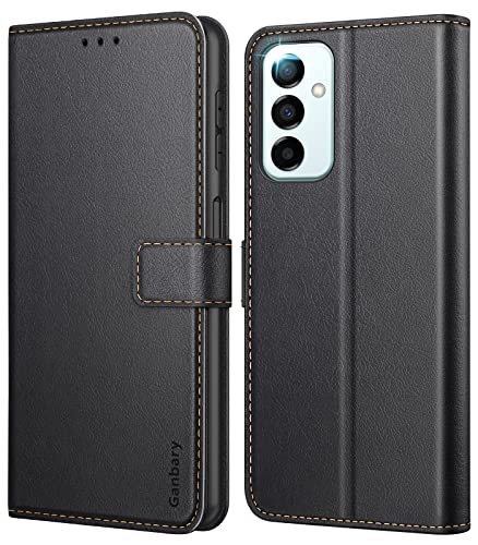 Ganbary Coque pour Samsung Galaxy M23 5G, [Housse en Cuir PU Premium] [Etui à Rabat] [Pochette de Portefeuille], Étui de Protection pour Samsung M23 5G - Noir Cover