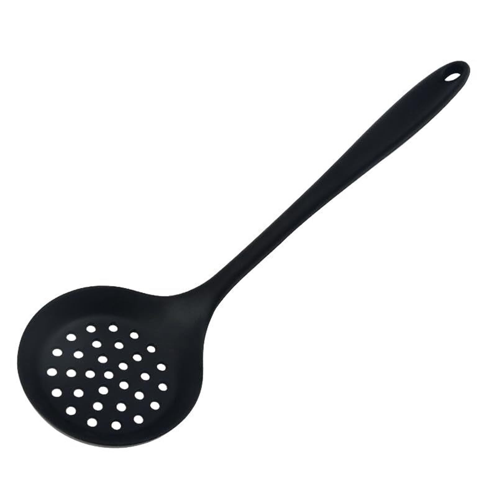 Espumadera De Cocina Filtro De Silicona con Mango Largo, Cacerola Antiadherente, Filtro De Cocina, Cuchara, Cacerola, Herramientas De Cocina para Cocinar Y Freír(Black)