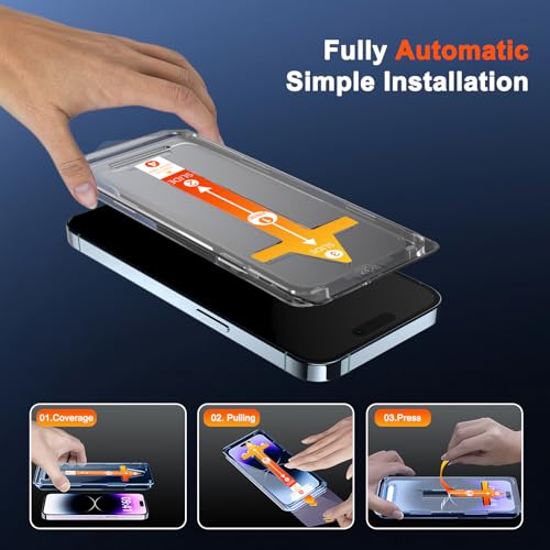 SIBEITU 2-Pack [Auto Alignment Kit] Privacy Screen Protector for iPhone 14 Pro, 6.1 Inch 25° Anti-Spy Auto Dust Removal Installation Glass Film, 9H Hardness Private Anti Scratch Bubble Free Protector