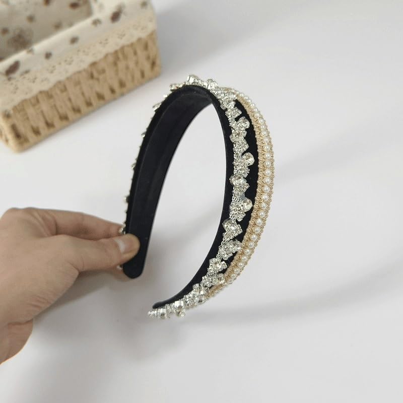 Diamond Inlaid Pearl Temperament Internet Celebrity Retro Water Drill Hair Bundle