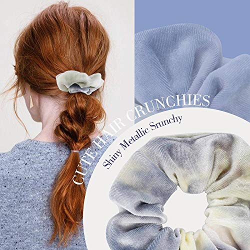 Hair Scrunchies,10 Premium Tie Dye Velvet Scrunchies for Girls Thick Hair in Gradient Color, Cute Hair Styling Accessories Ponytail Holder for Women - Thumbnail 7