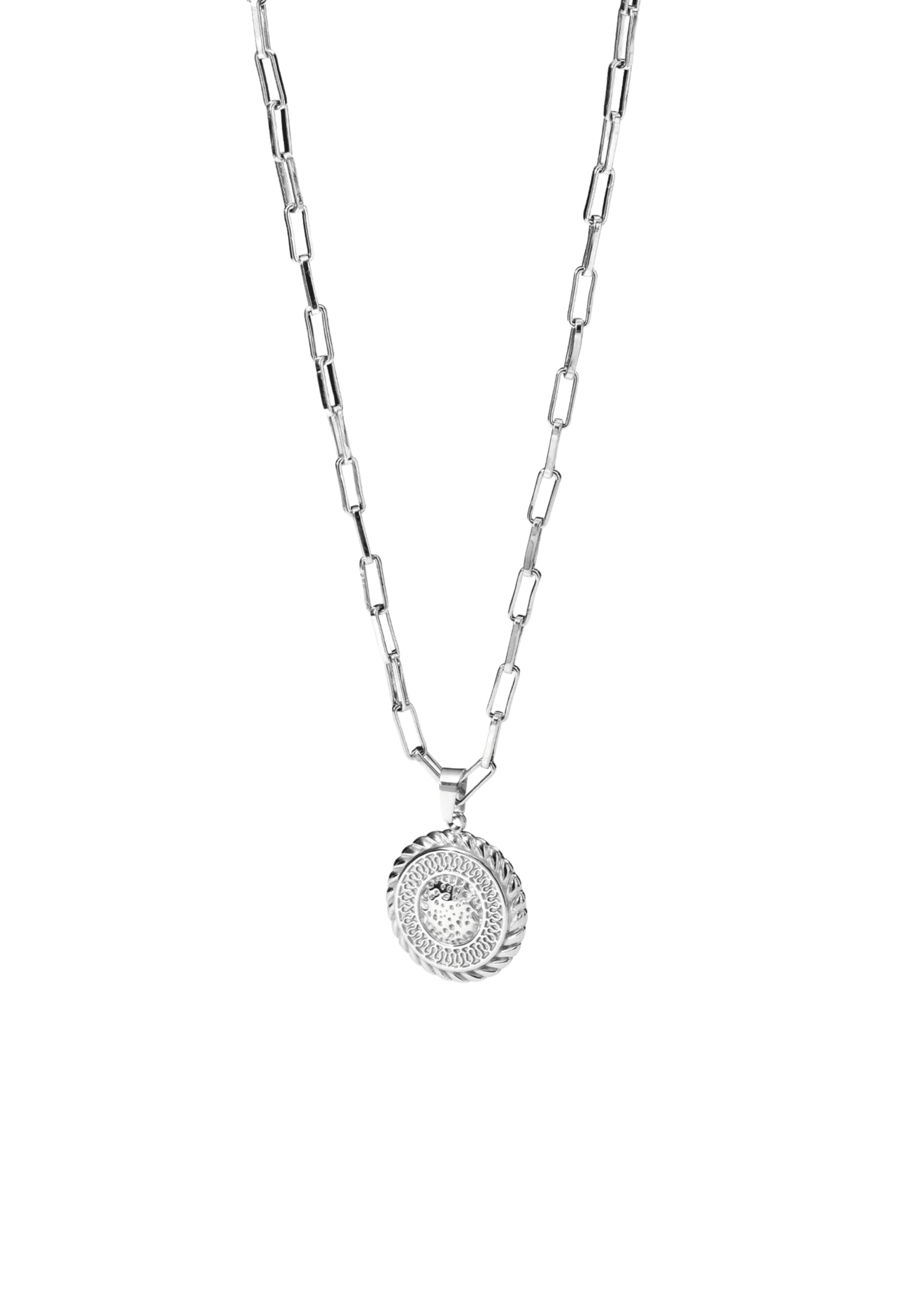 Purelei Nomad Coin Kette Herren – Markante Edelstahl-Halskette mit geprägtem Anhänger – 18K vergoldet oder Silber – Verstellbar (50/55 cm) – Statement-Schmuck für Männer