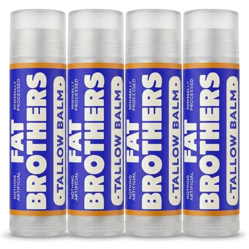 Natural Tallow Lip Balm Grass Fed Beef Tallow + Organic Beeswax - Pure Ultra-Moisturizing & Non-Greasy - for Dry Lips or Everyday Use - 4 Pack (Vanilla Citrus)